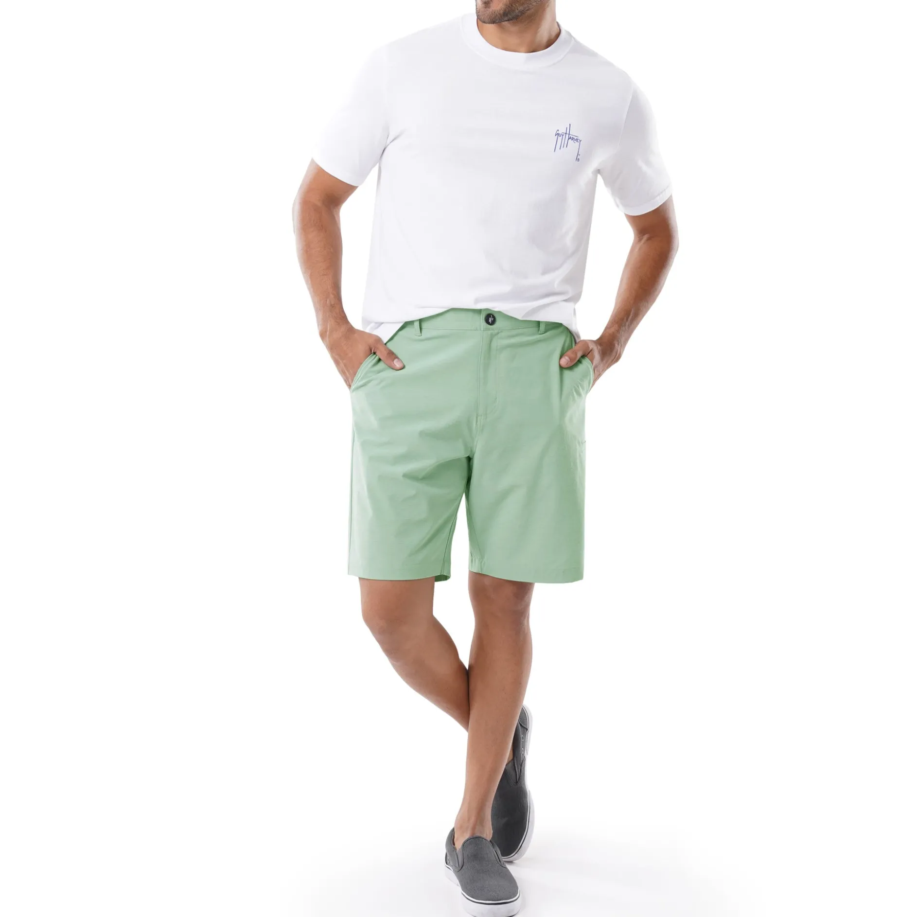 Men's Green Performance Hybrid Short 4-Way Stretch