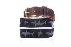 Men's Hammerhead and Mako Leather Tab Belt