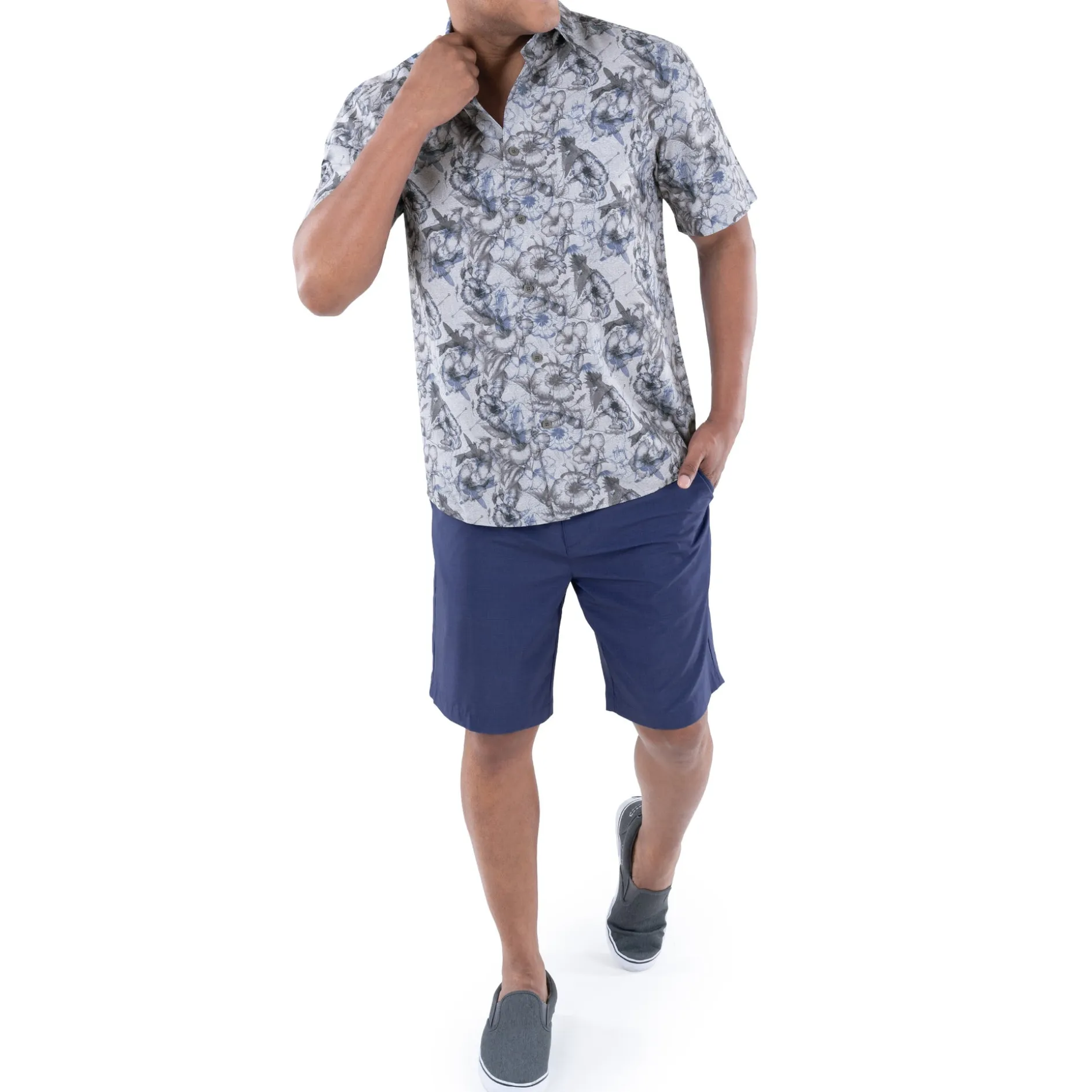 Men's Hibiscus Heather Performance Fishing Shirt