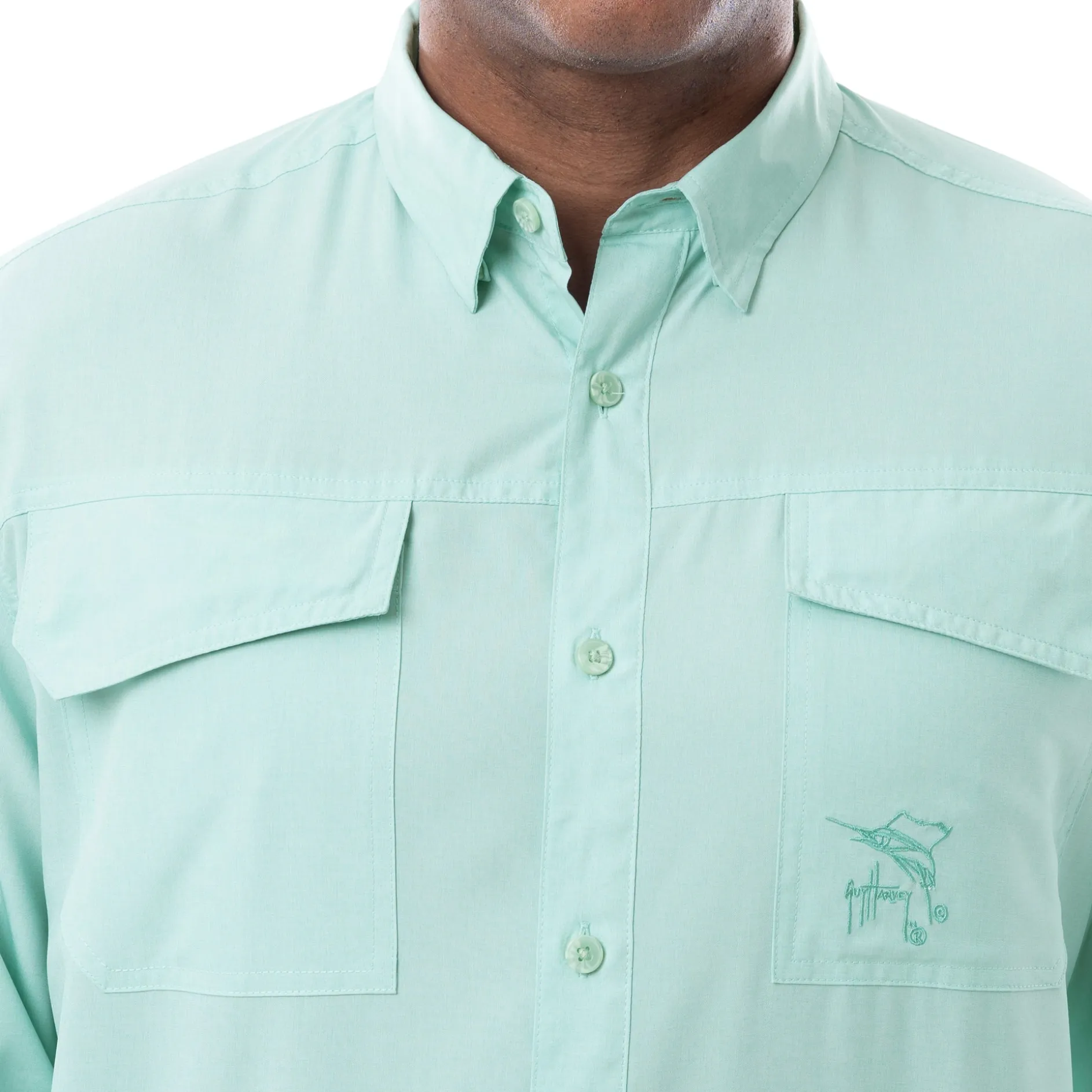 Men's Long Sleeve Heather Textured Performance Fishing Shirt