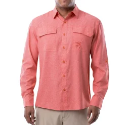 Men's Long Sleeve Heather Textured Performance Fishing Shirt