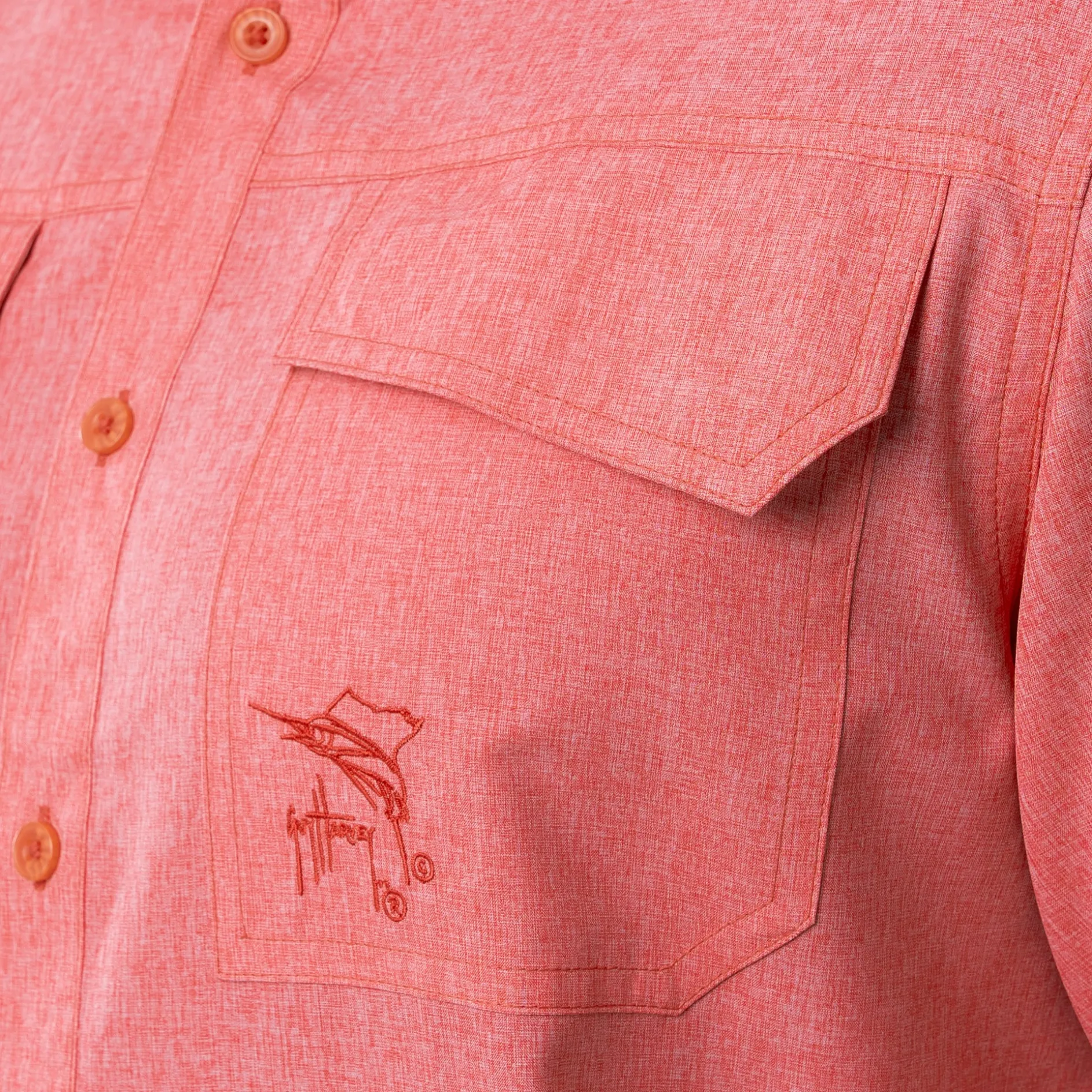Men's Long Sleeve Heather Textured Performance Fishing Shirt