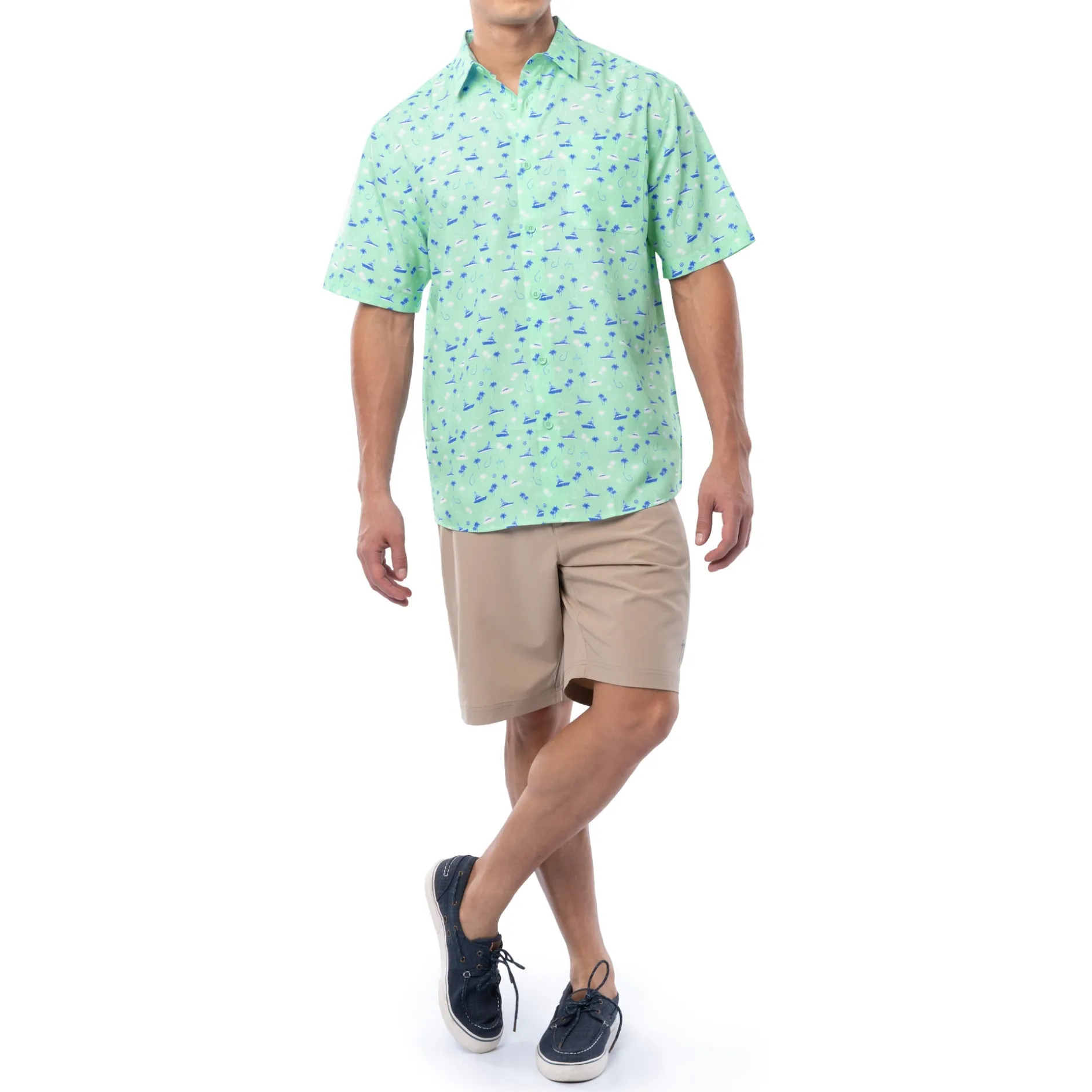 Men's Nautical Palms Performance Fishing Shirt