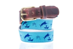 Men's Old Man and the Marlin Leather Tab Belt