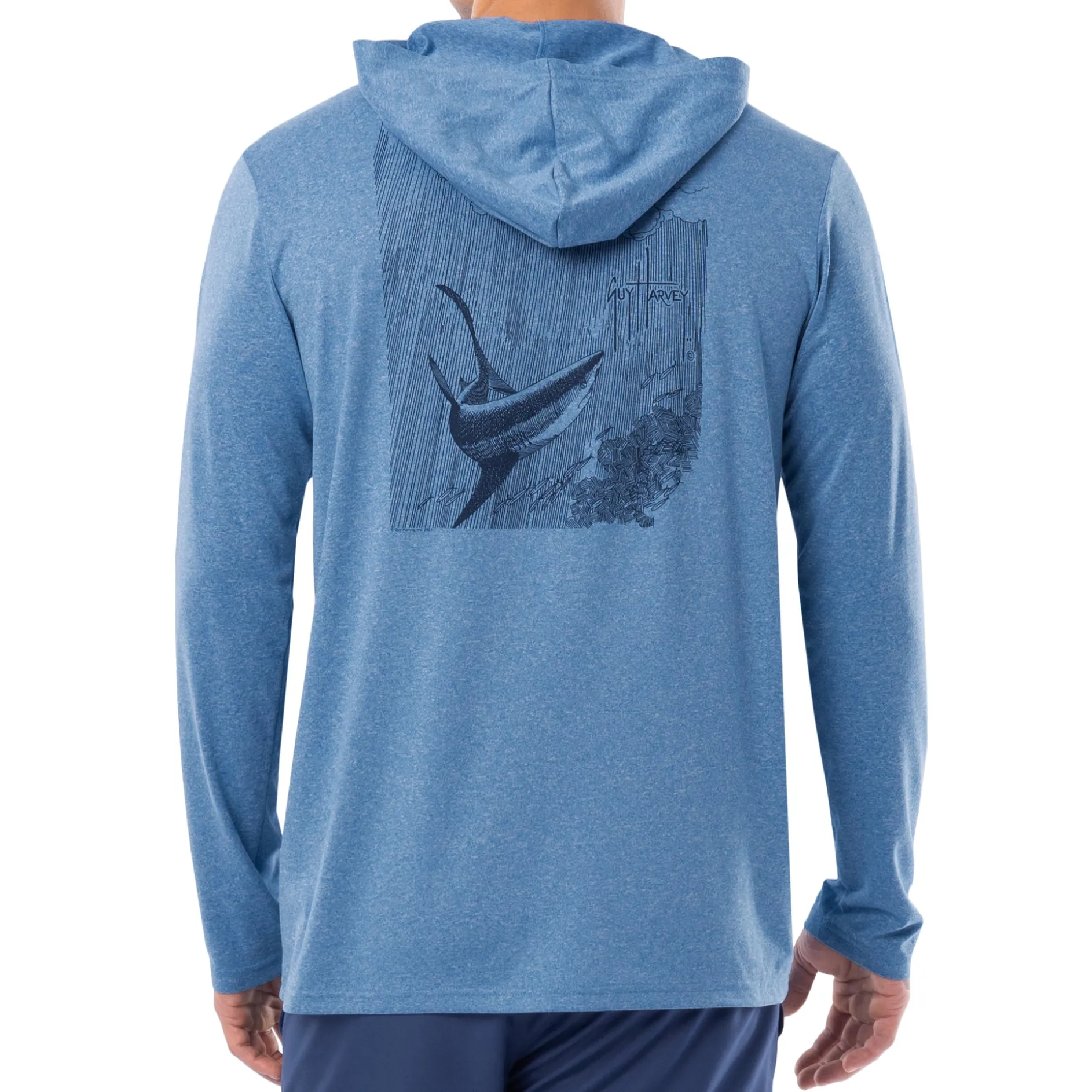 Men's Shark Sketch Long Sleeve Performance Hoodie