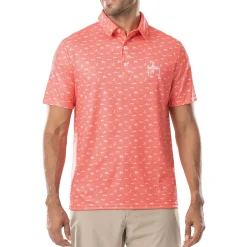 Men's Short Sleeve Coral Printed Performance Polo Shirt