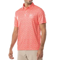 Men's Short Sleeve Coral Printed Performance Polo Shirt