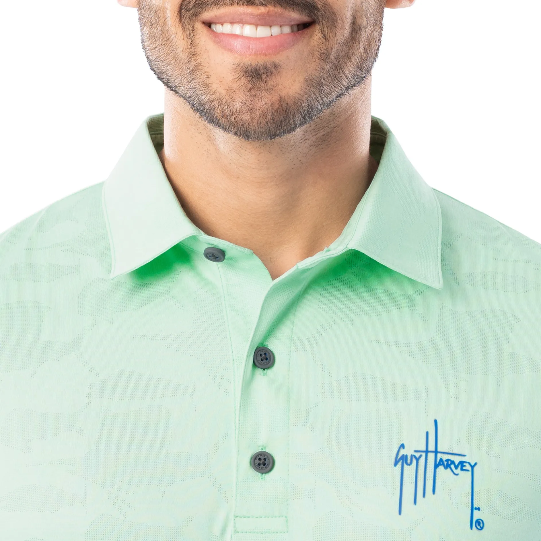Men's Short Sleeve Green Bluewater Slam Jacquard Polo Shirt