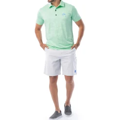 Men's Short Sleeve Green Bluewater Slam Jacquard Polo Shirt