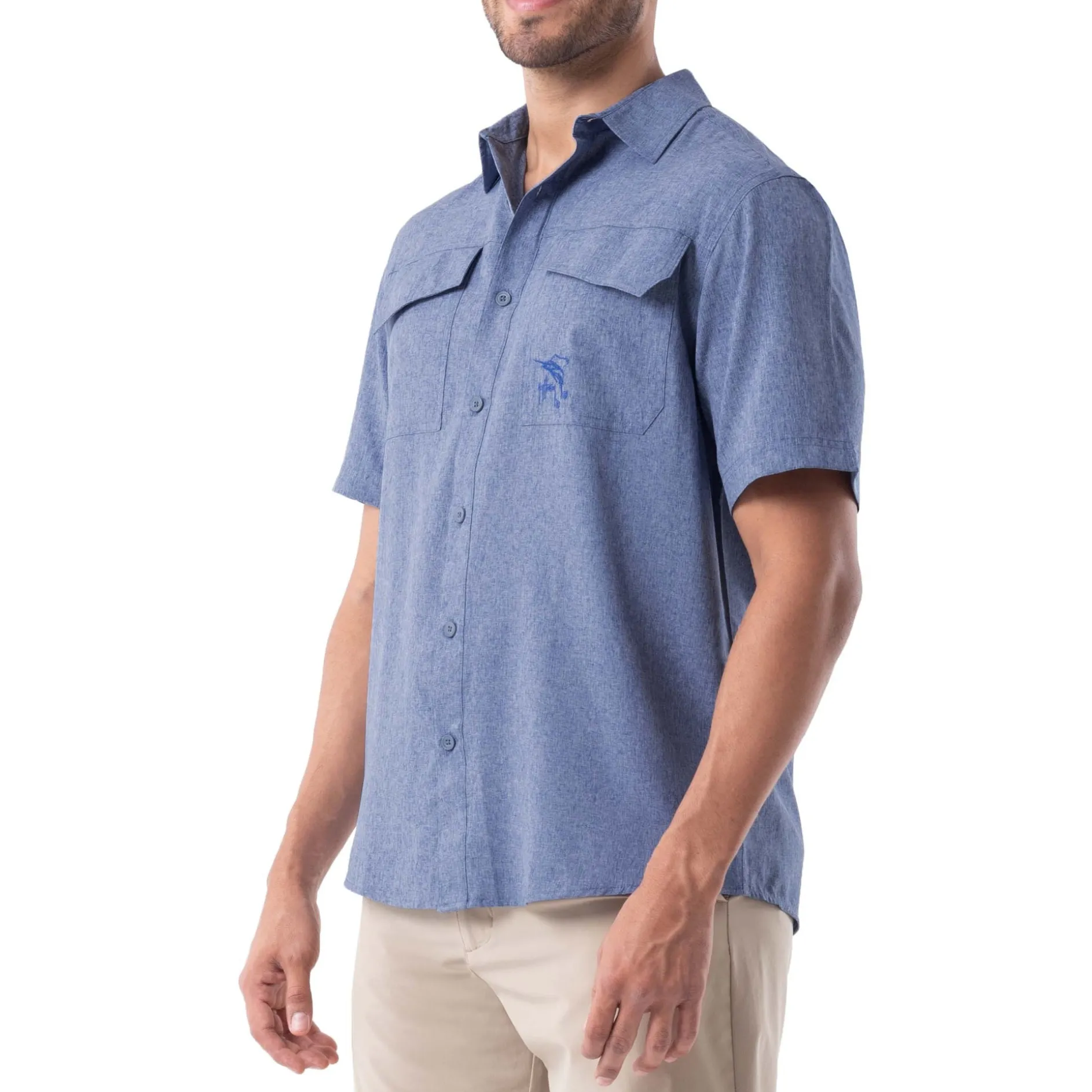 Men's Short Sleeve Heather Textured Performance Fishing Shirt
