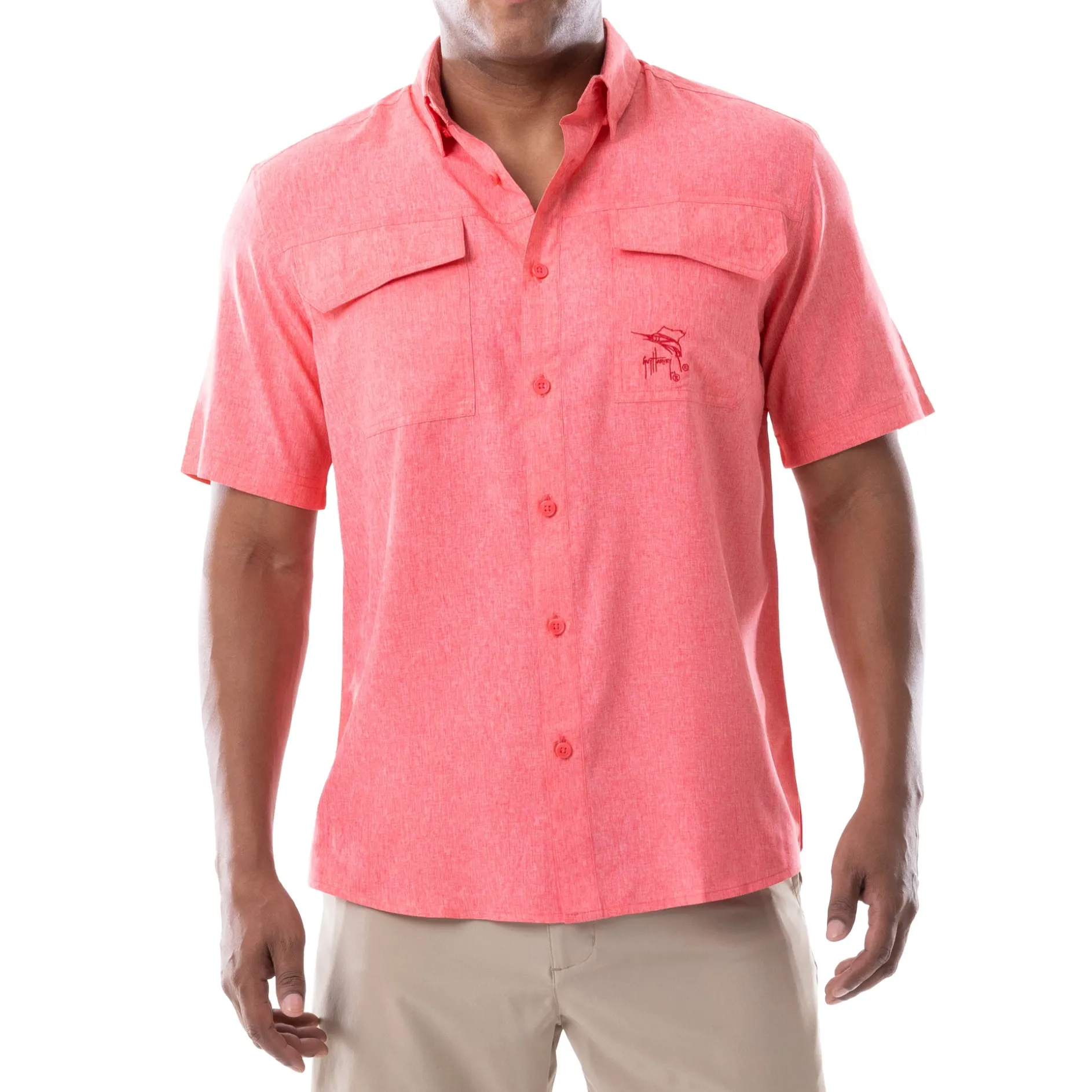 Men's Short Sleeve Heather Textured Performance Fishing Shirt