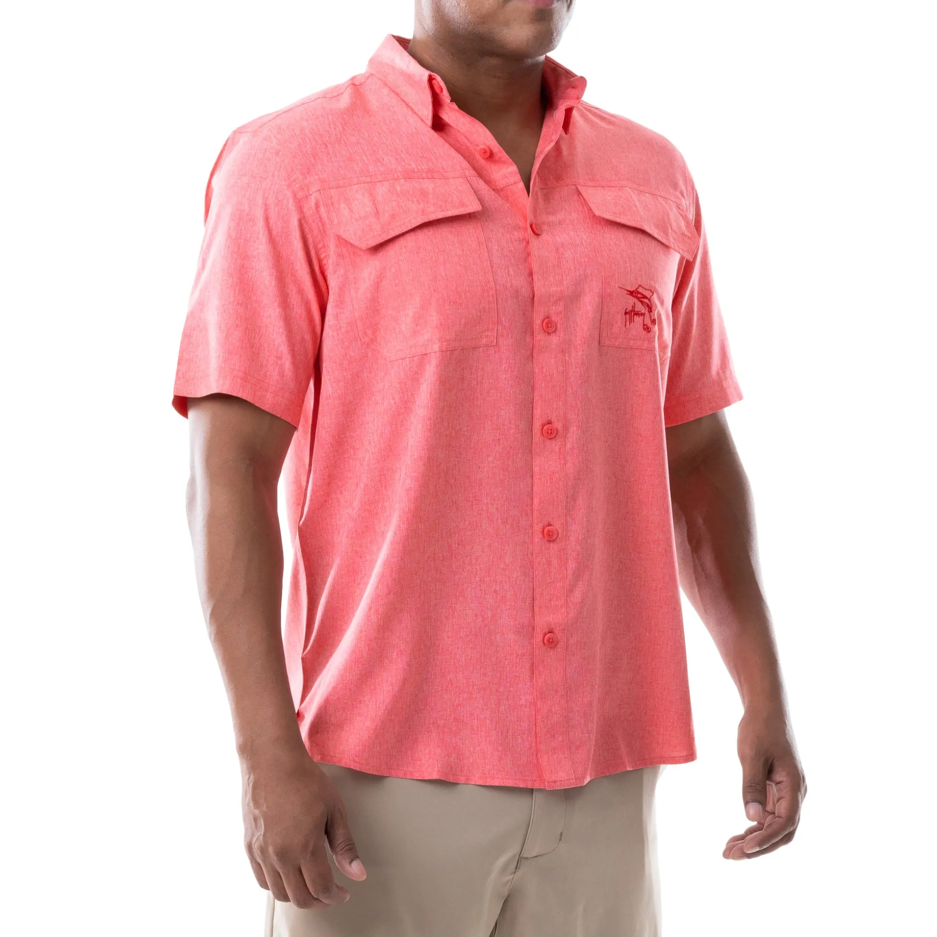Men's Short Sleeve Heather Textured Performance Fishing Shirt