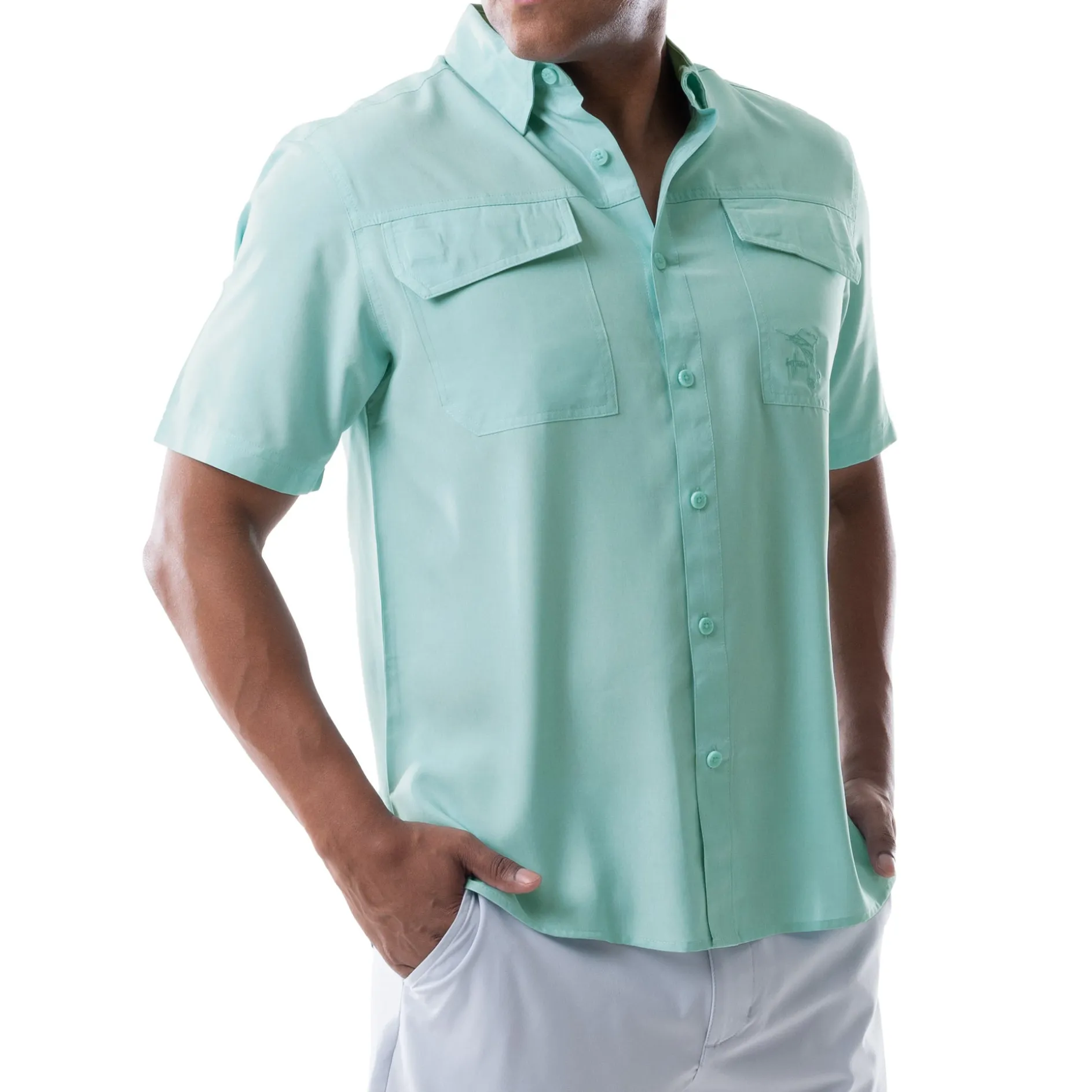Men's Short Sleeve Heather Textured Performance Fishing Shirt
