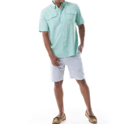 Men's Short Sleeve Heather Textured Performance Fishing Shirt