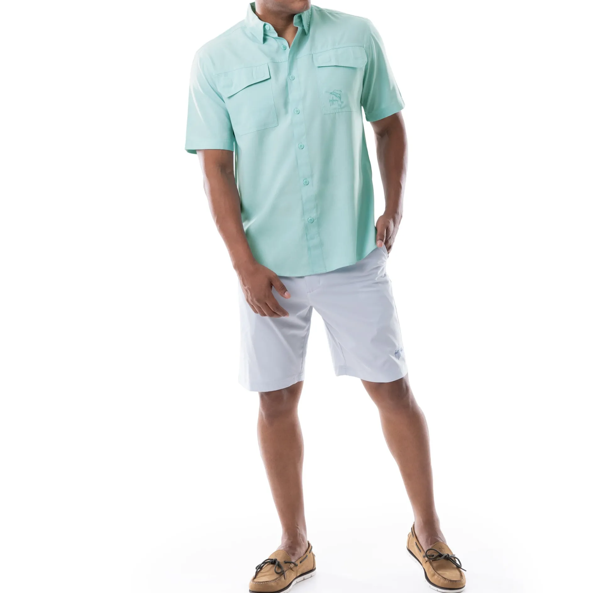Men's Short Sleeve Heather Textured Performance Fishing Shirt