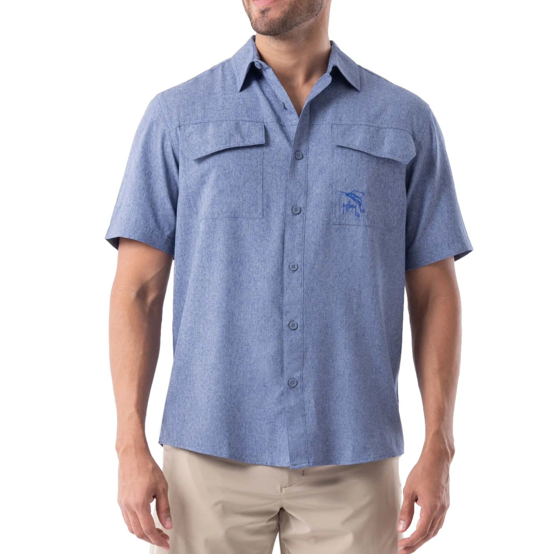 Men's Short Sleeve Heather Textured Performance Fishing Shirt