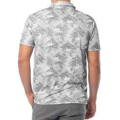 Men's Short Sleeve Urban Palms Gray Printed Performance Polo Shirt