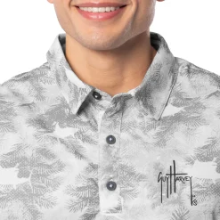 Men's Short Sleeve Urban Palms Gray Printed Performance Polo Shirt