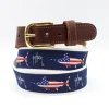 Men's USA Marlin Leather Tab Belt