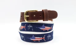 Men's USA Marlin Leather Tab Belt