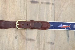 Men's USA Marlin Leather Tab Belt