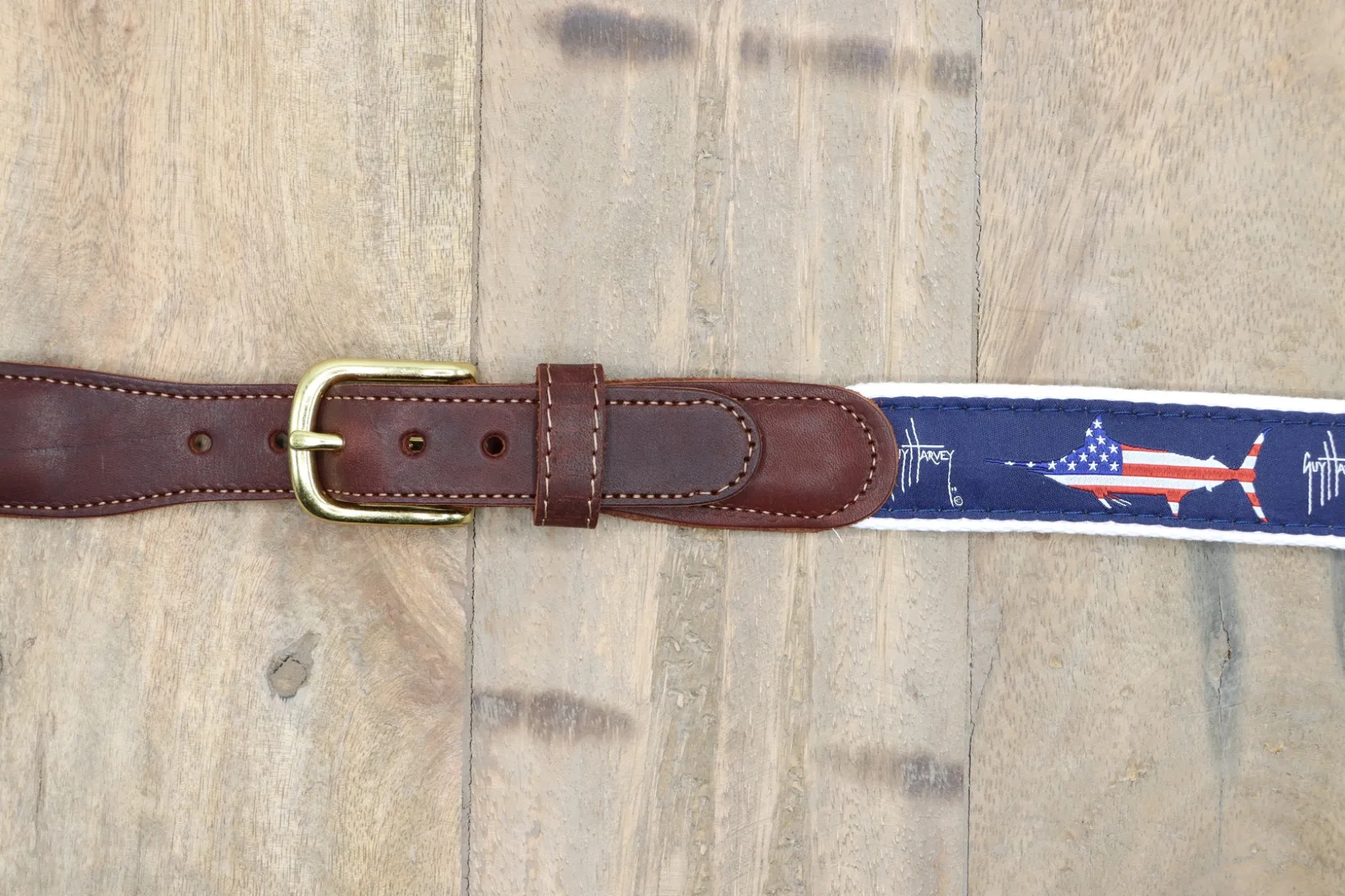 Men's USA Marlin Leather Tab Belt