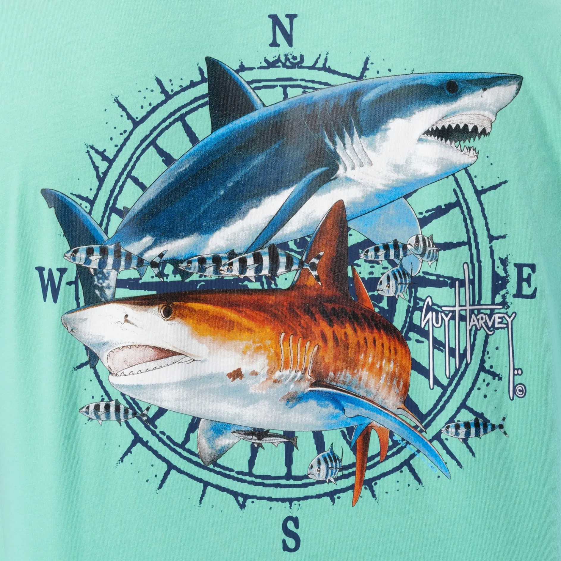 Men's Vintage Sharks Short Sleeve Pocket T-Shirt