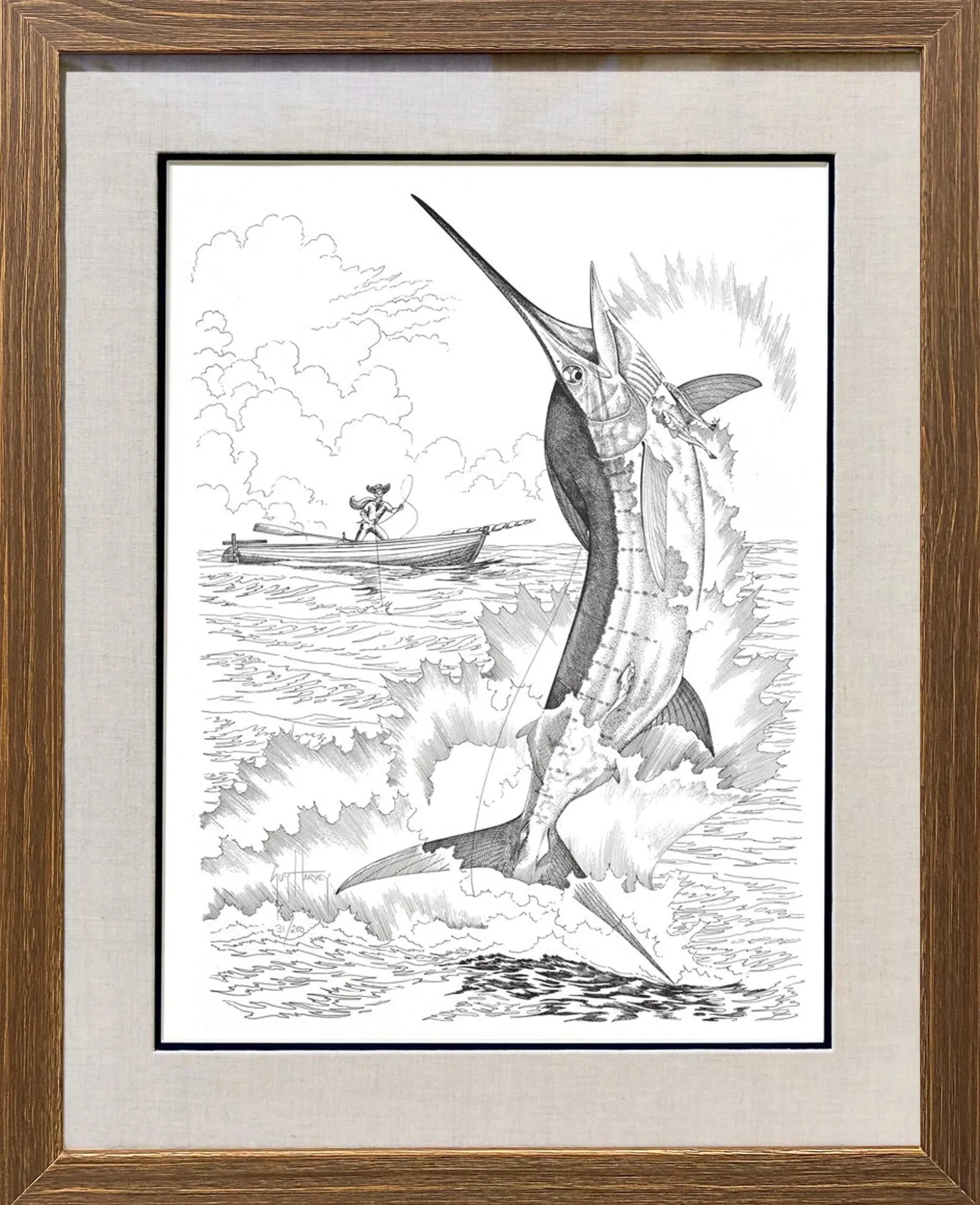 'OLD MAN' SET OF 8 BLACK AND WHITE FRAMED LITHOGRAPHS