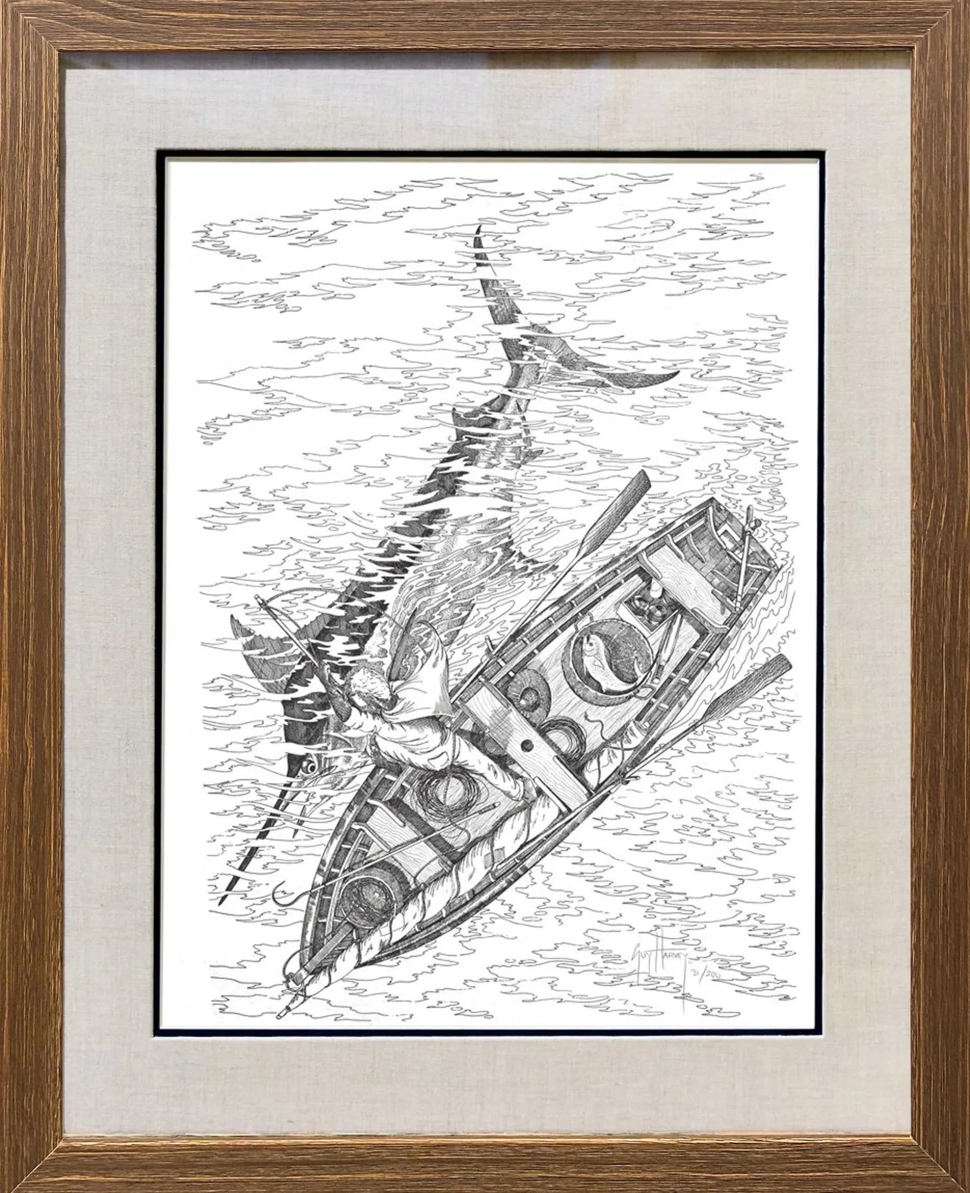 'OLD MAN' SET OF 8 BLACK AND WHITE FRAMED LITHOGRAPHS