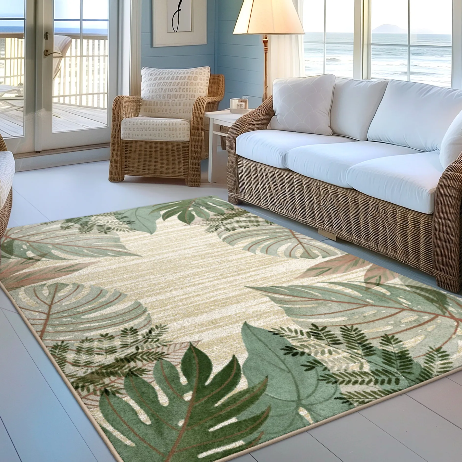 Tropical Leaves Area Rug